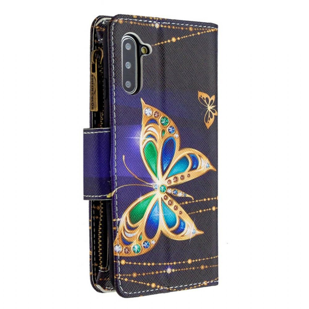 Flip Case Für Samsung Galaxy Note 10 Schmetterlingstasche Mit Reißverschluss