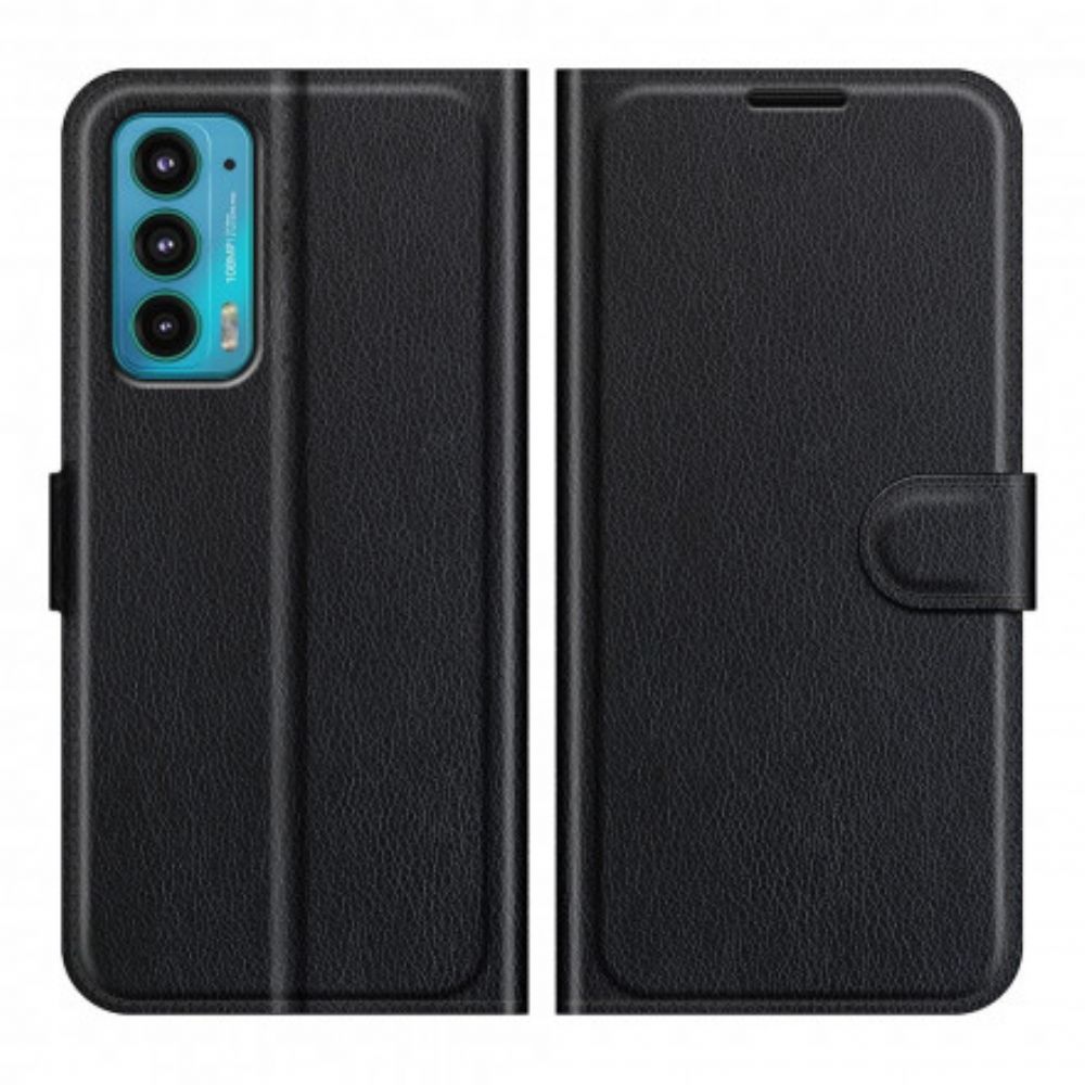 Flip Case Für Motorola Edge 20 Klassischer Litschi-effekt