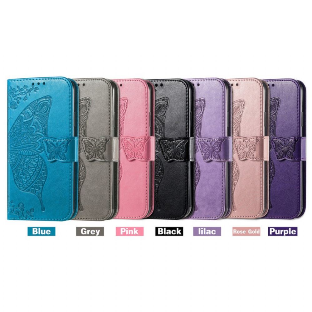 Lederhüllen Für Motorola Edge 20 Halbe Schmetterlinge