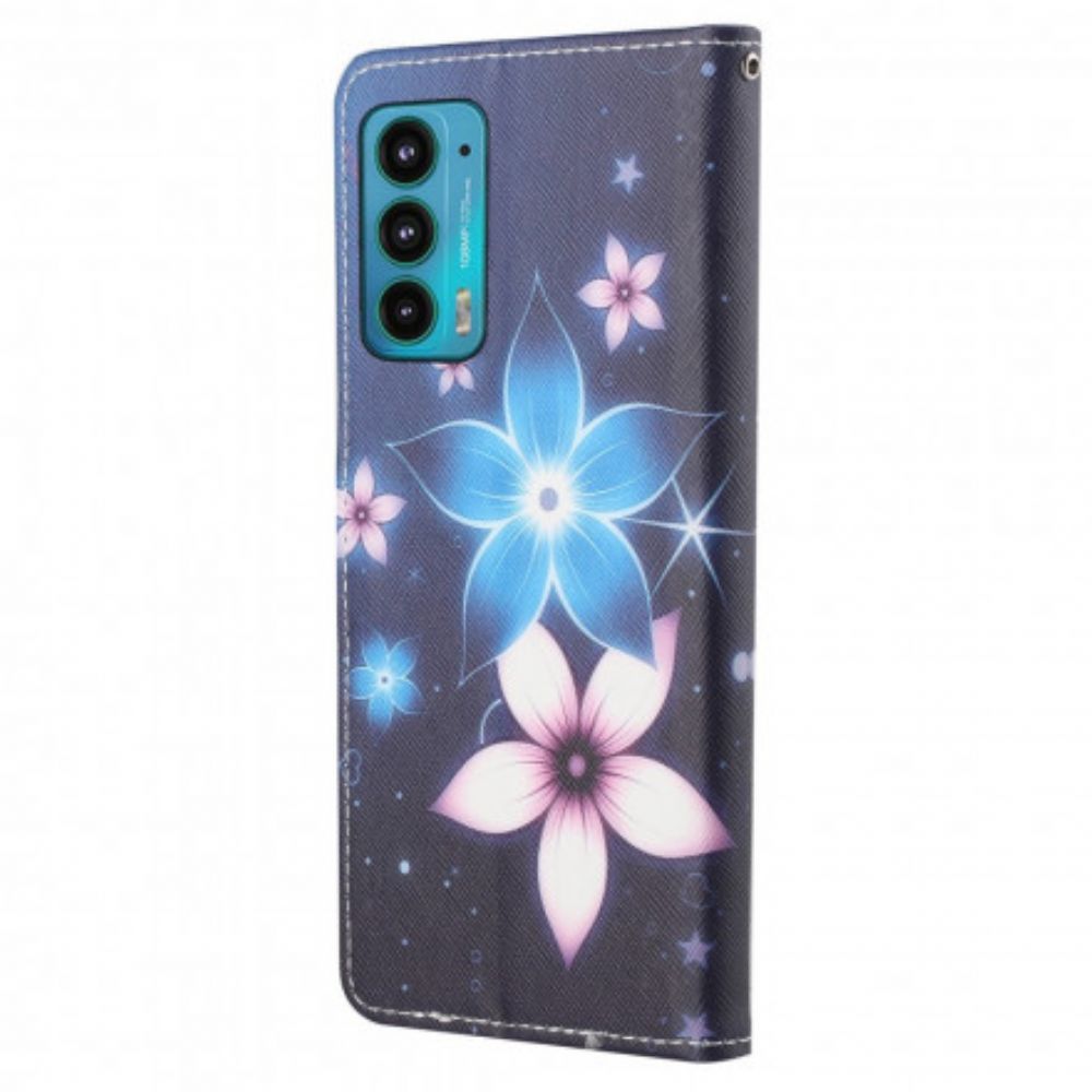 Lederhüllen Für Motorola Edge 20 Mit Kordel Mondriemenblumen