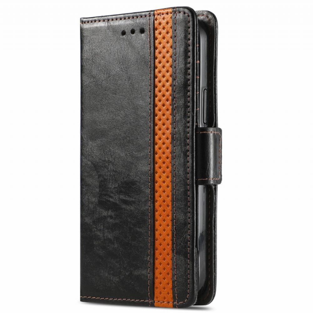 Lederhüllen Für Motorola Edge 20 Zweifarbiger Doppelverschluss