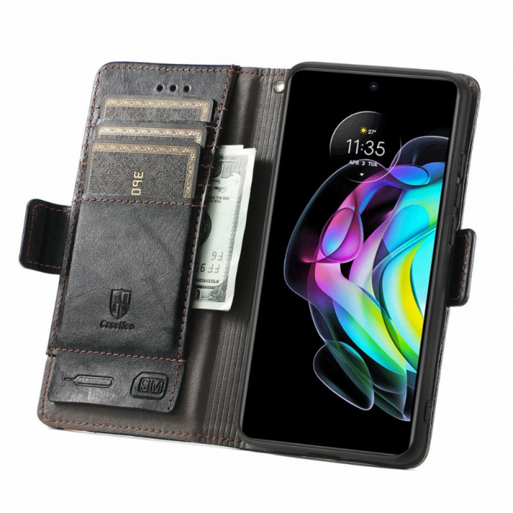 Lederhüllen Für Motorola Edge 20 Zweifarbiger Doppelverschluss