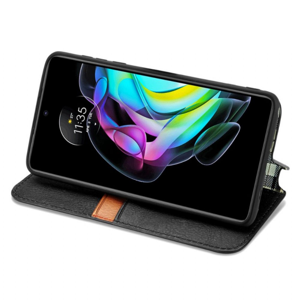 Schutzhülle Für Motorola Edge 20 Flip Case Ledereffekt Mit Rautenstruktur