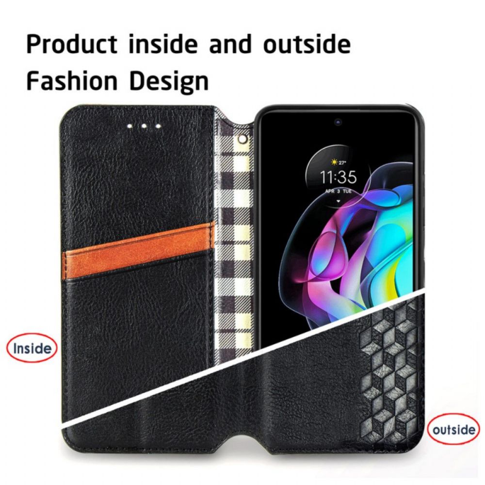 Schutzhülle Für Motorola Edge 20 Flip Case Ledereffekt Mit Rautenstruktur