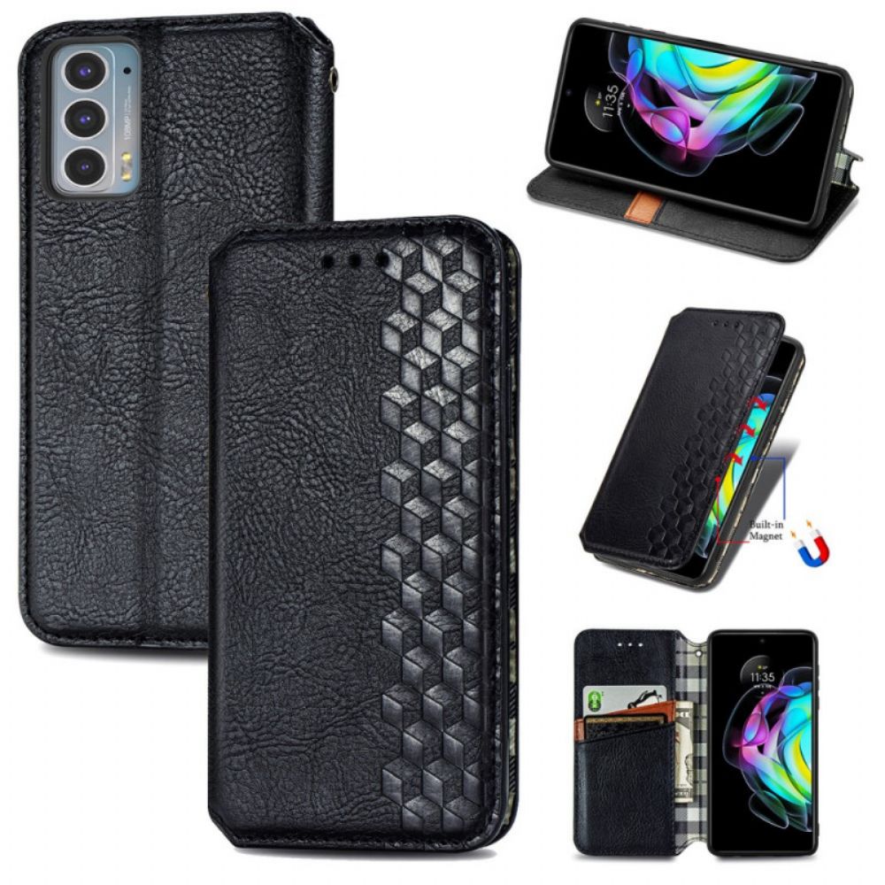 Schutzhülle Für Motorola Edge 20 Flip Case Ledereffekt Mit Rautenstruktur