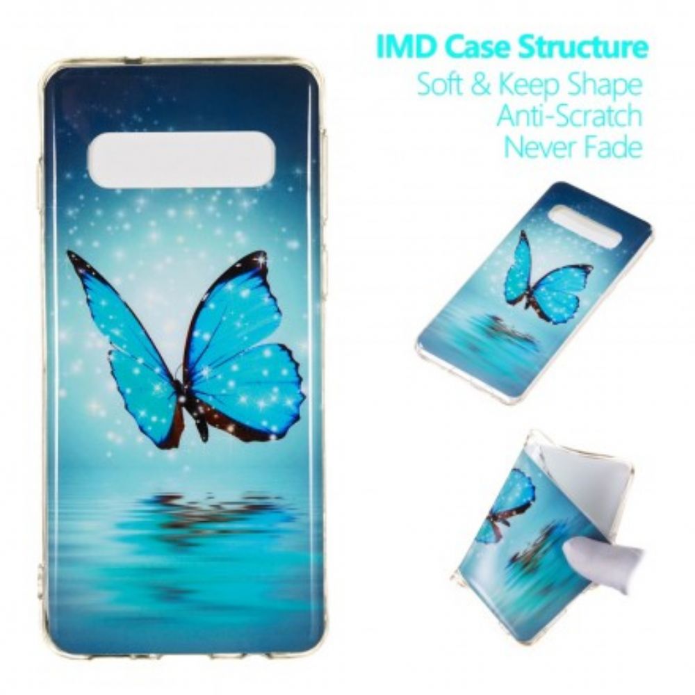 Handyhülle Für Samsung Galaxy S10 Fluoreszierender Blauer Schmetterling