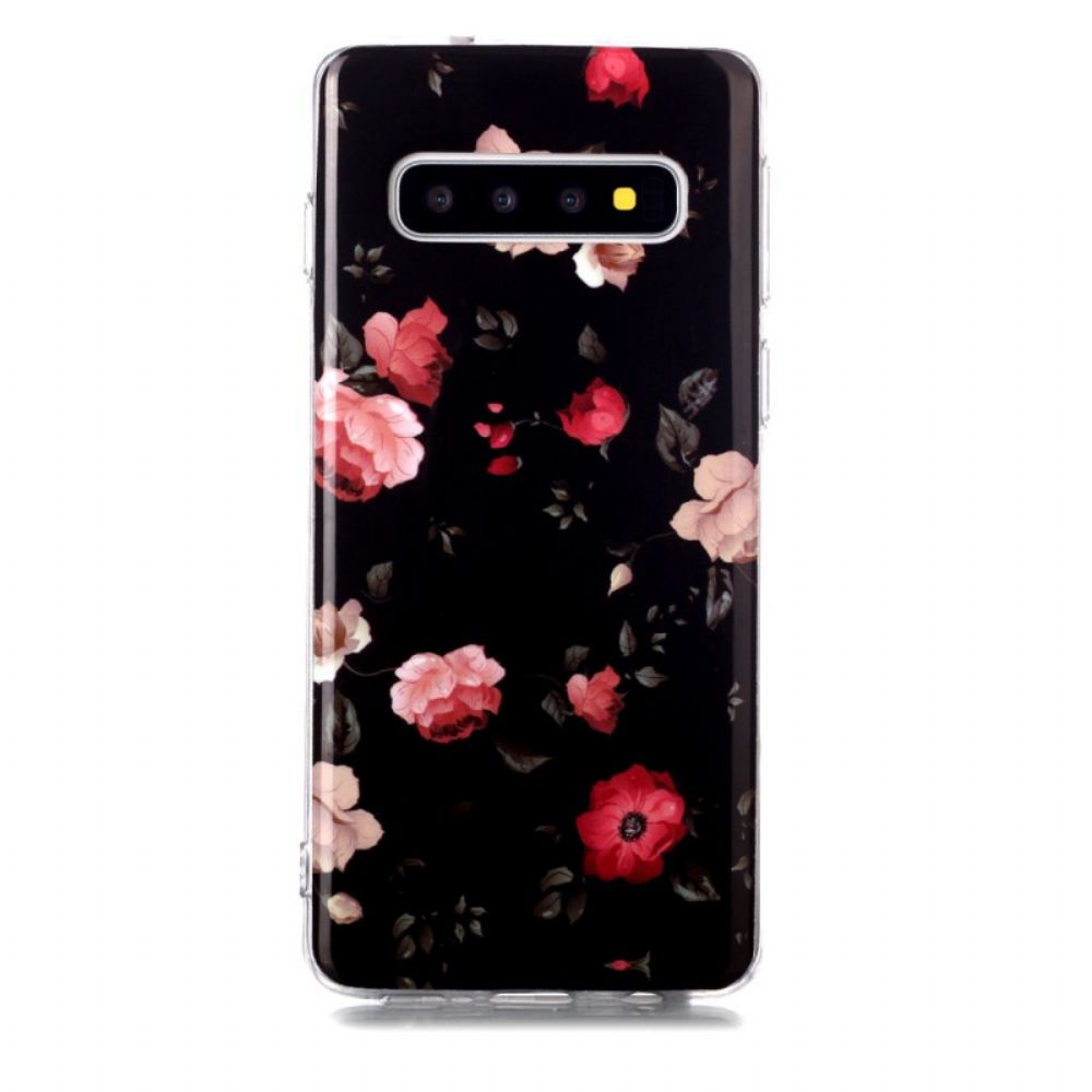 Hülle Für Samsung Galaxy S10 Fluoreszierende Freiheitsblumen