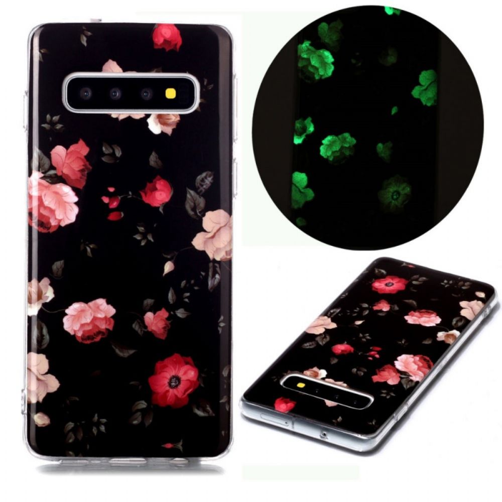 Hülle Für Samsung Galaxy S10 Fluoreszierende Freiheitsblumen