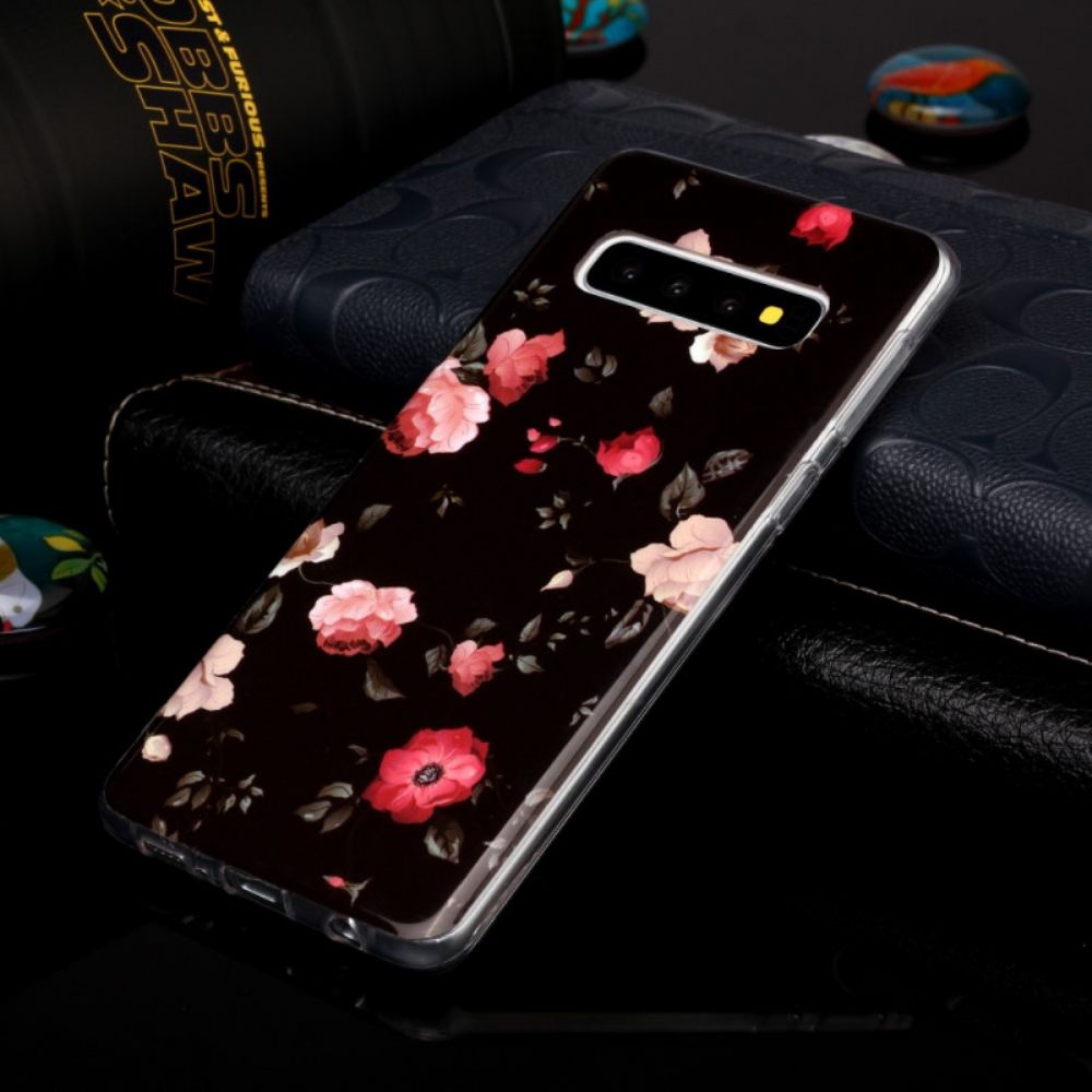 Hülle Für Samsung Galaxy S10 Fluoreszierende Freiheitsblumen