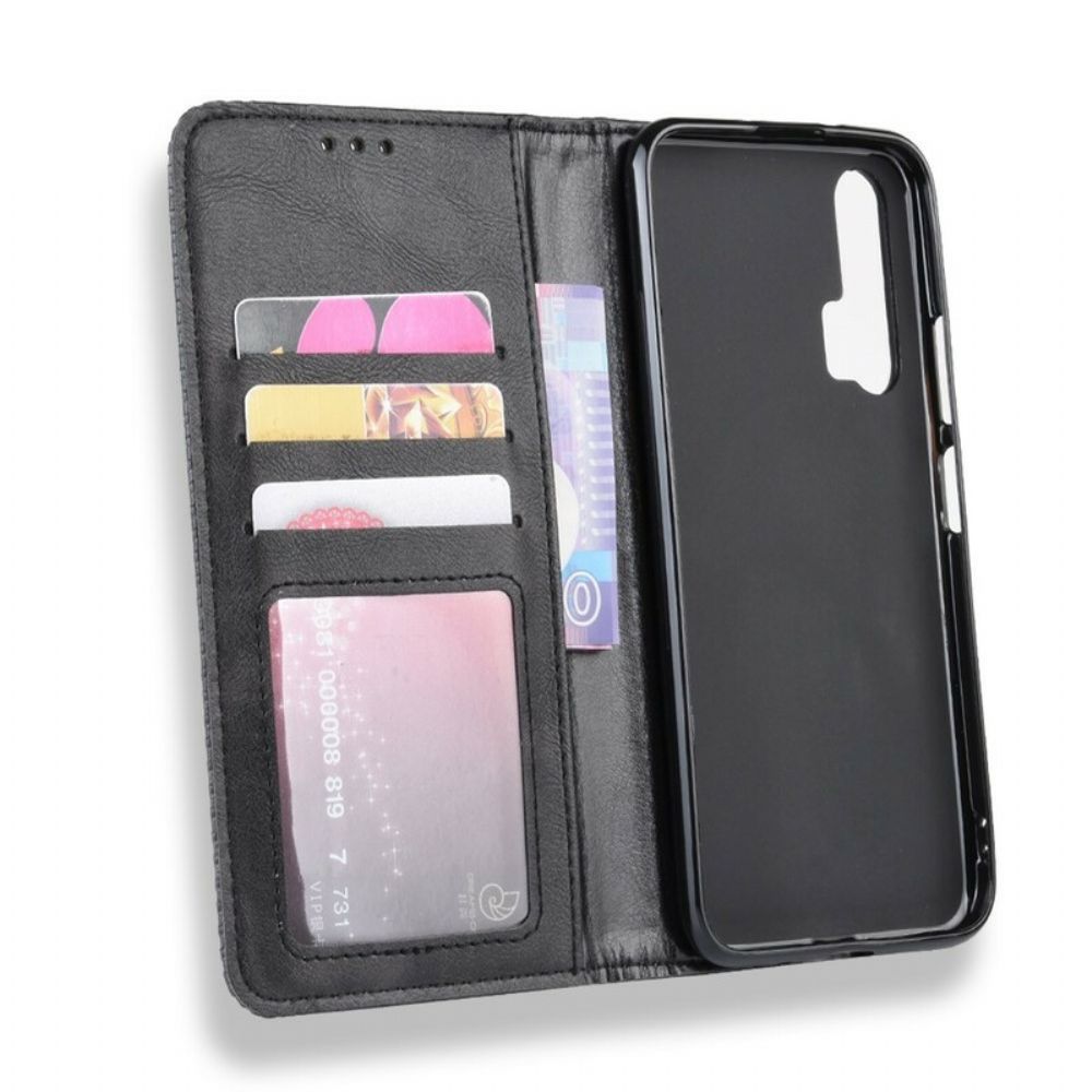 Schutzhülle Für Honor 20 Pro Flip Case Gestylter Vintage-leder-effekt