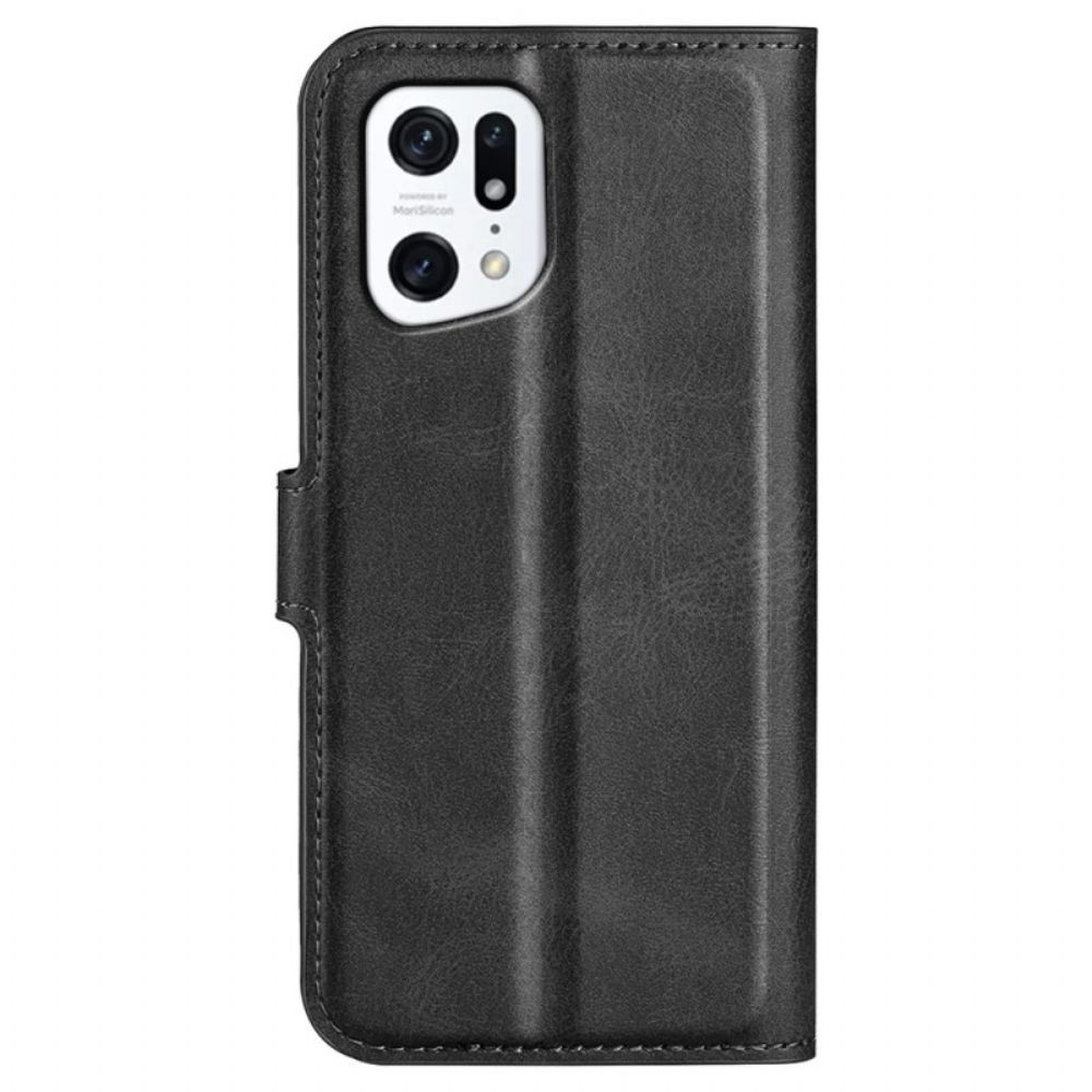 Flip Case Für Oppo Find X5 Extrem Schmaler Ledereffekt