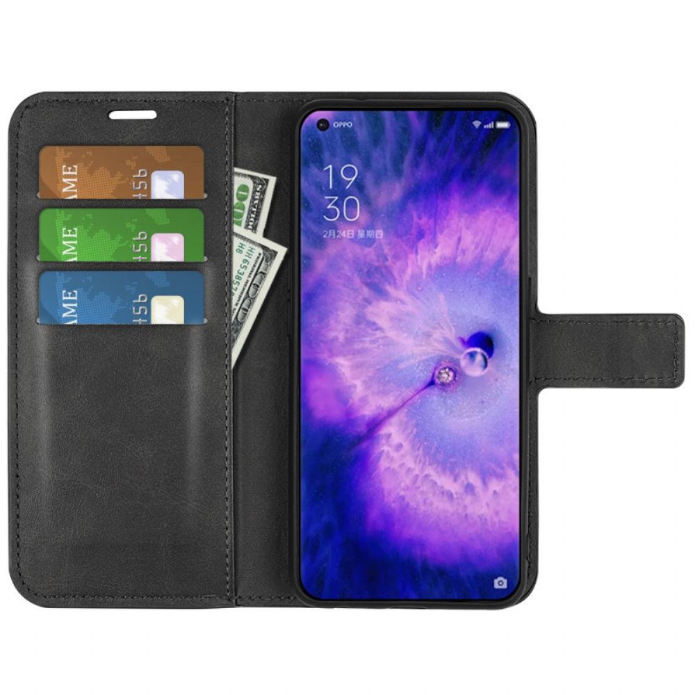 Flip Case Für Oppo Find X5 Extrem Schmaler Ledereffekt