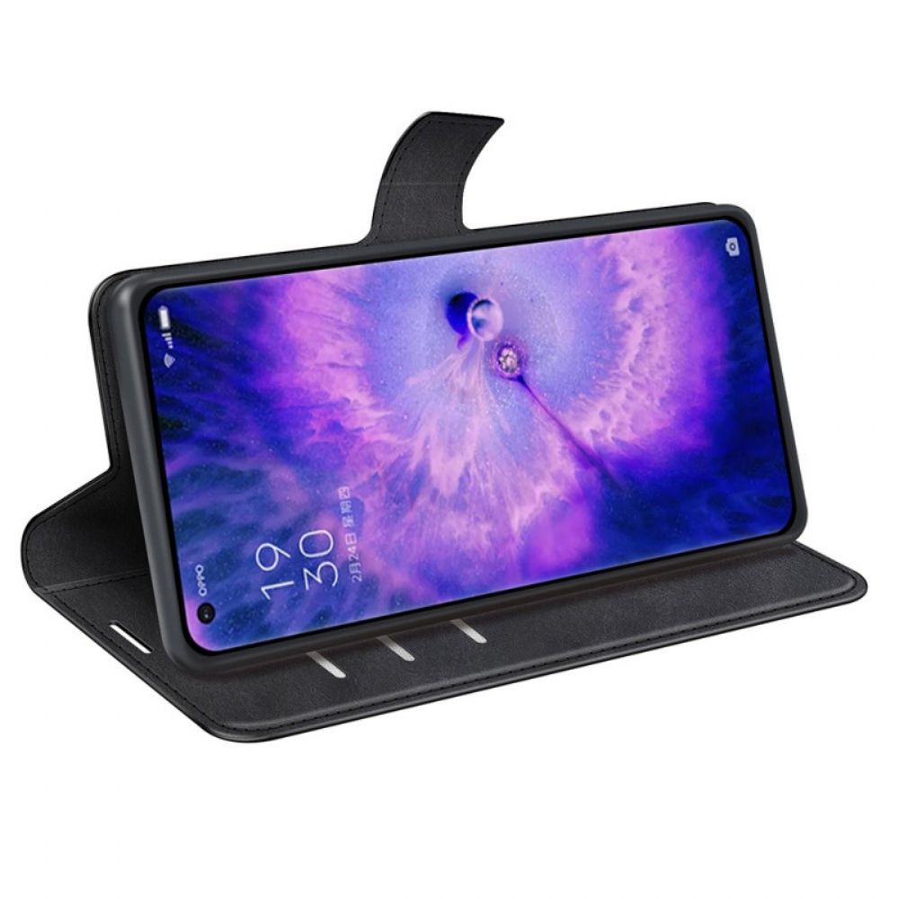 Flip Case Für Oppo Find X5 Extrem Schmaler Ledereffekt