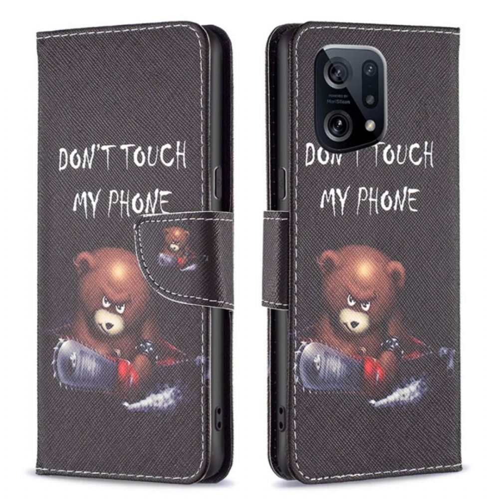 Flip Case Für Oppo Find X5 Gefährlicher Bär
