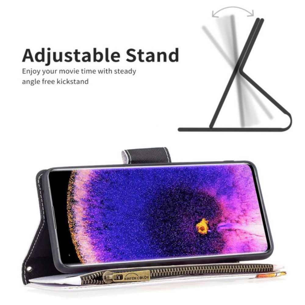 Flip Case Für Oppo Find X5 Königliche Schmetterlingstasche Mit Reißverschluss
