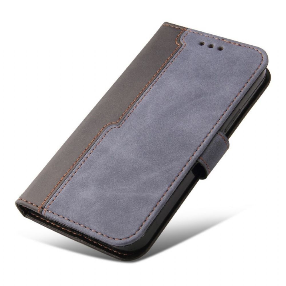 Flip Case Für Oppo Find X5 Mit Kordel Zweifarbiges Premium-armband