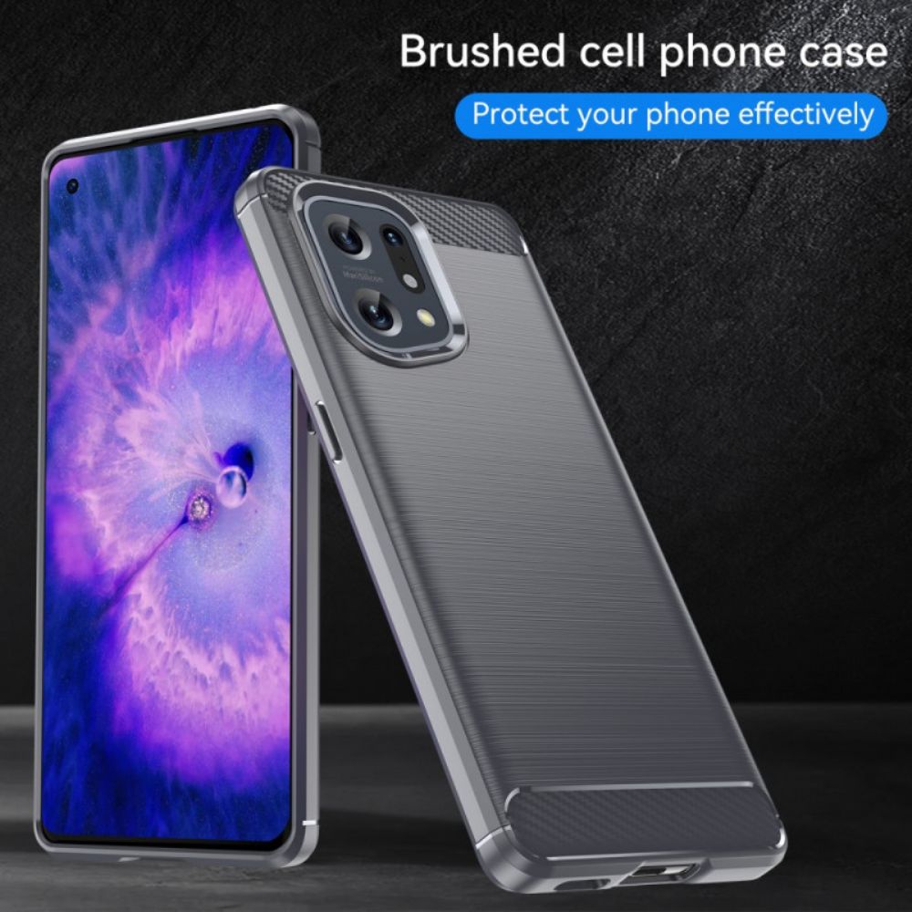 Hülle Für Oppo Find X5 Gebürstete Kohlefaser