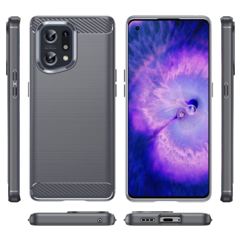 Hülle Für Oppo Find X5 Gebürstete Kohlefaser