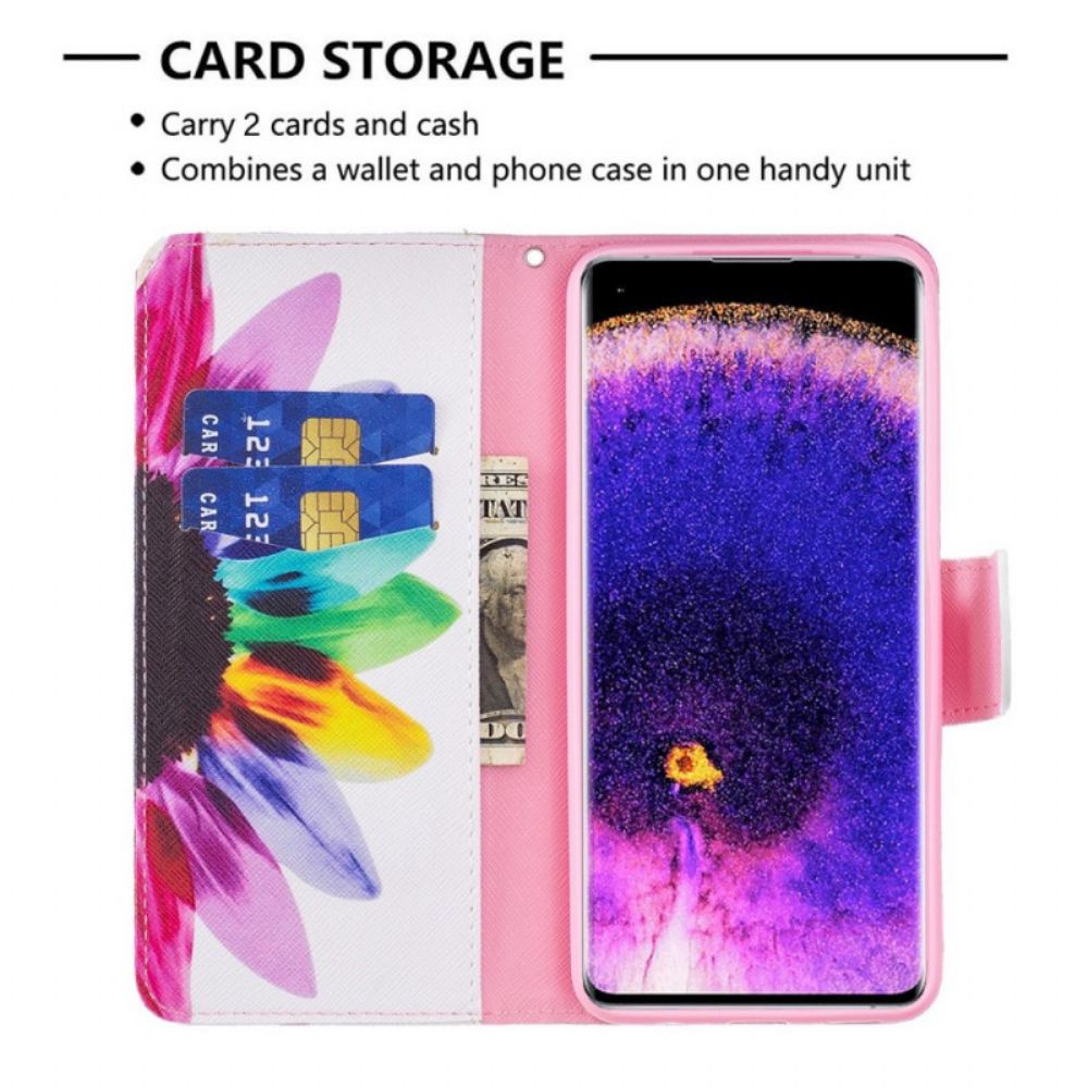 Lederhüllen Für Oppo Find X5 Aquarell Blume