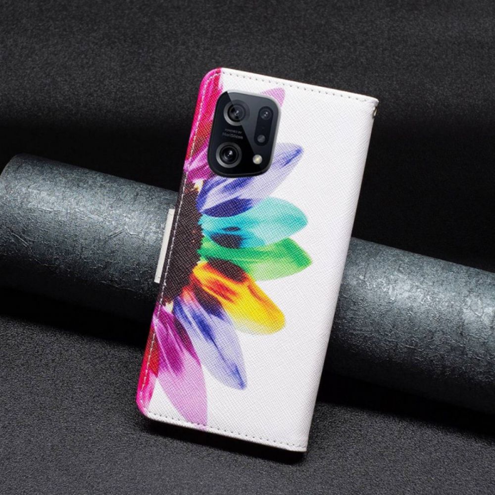 Lederhüllen Für Oppo Find X5 Aquarell Blume