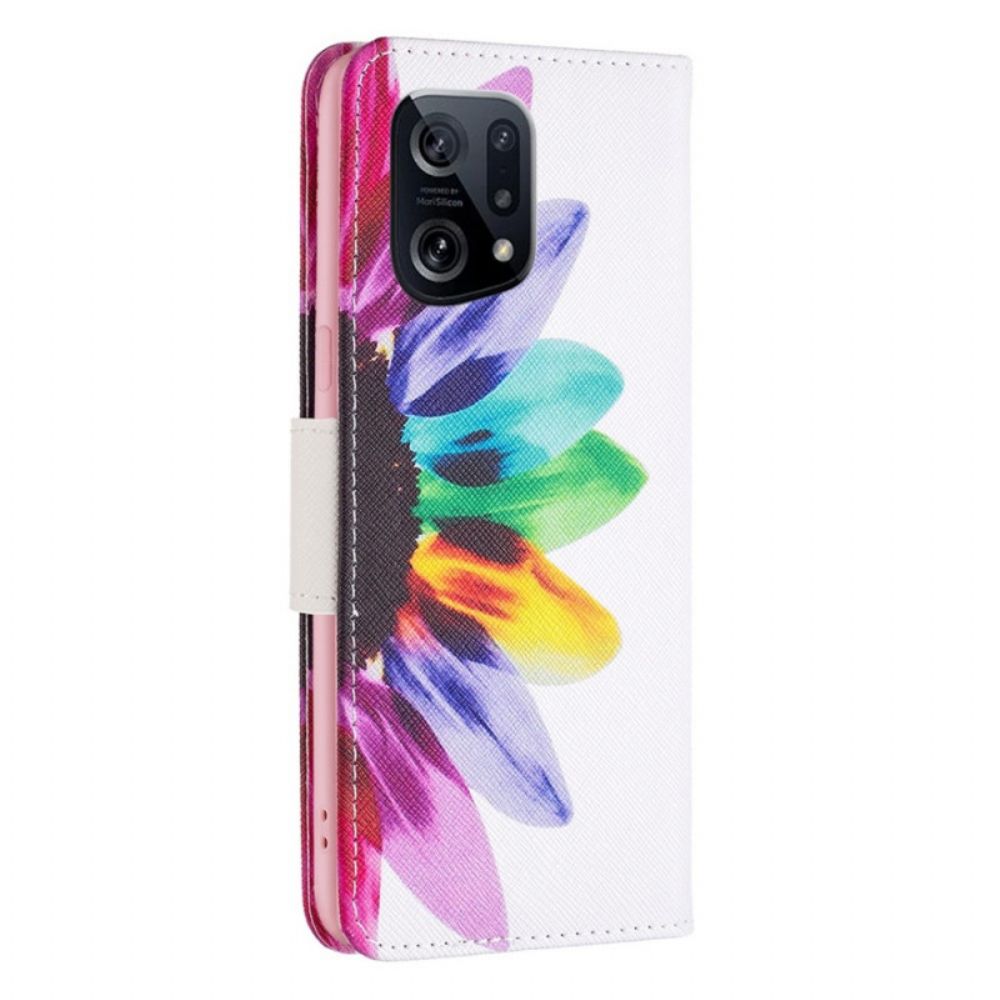Lederhüllen Für Oppo Find X5 Aquarell Blume