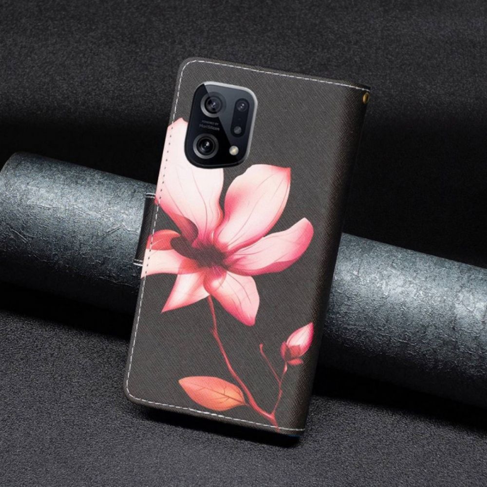Lederhüllen Für Oppo Find X5 Blumentasche Mit Reißverschluss