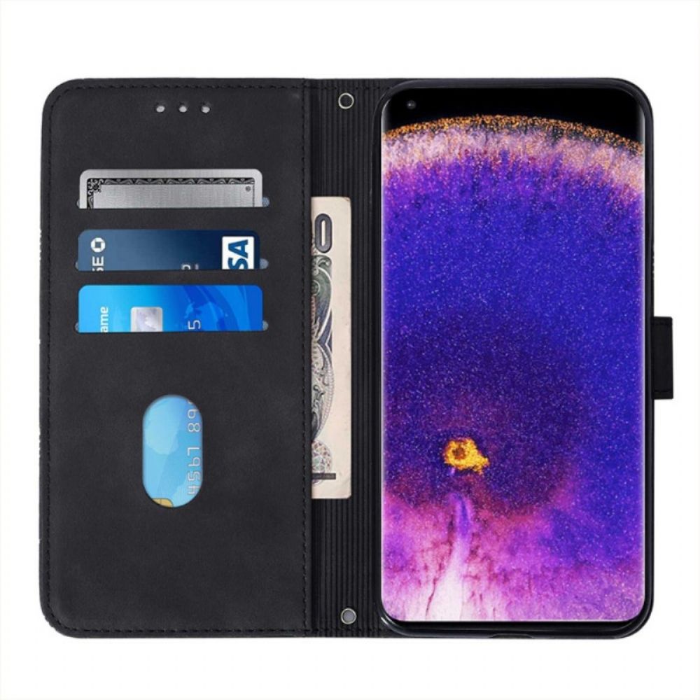 Lederhüllen Für Oppo Find X5 Dreiecksmuster Mit Schulterriemen