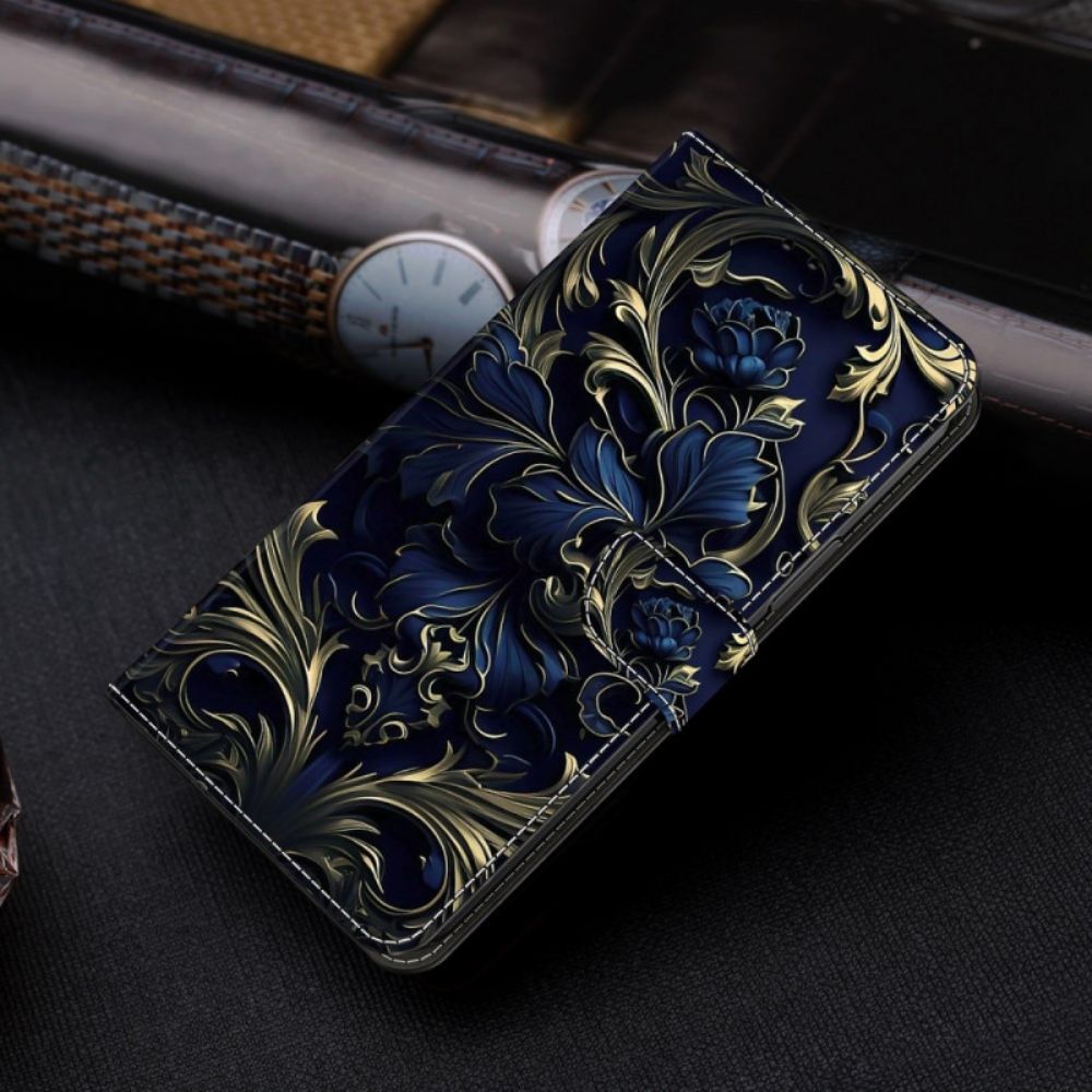 Lederhüllen Honor X9b / Magic 6 Lite Handyhülle Blaue Blumen