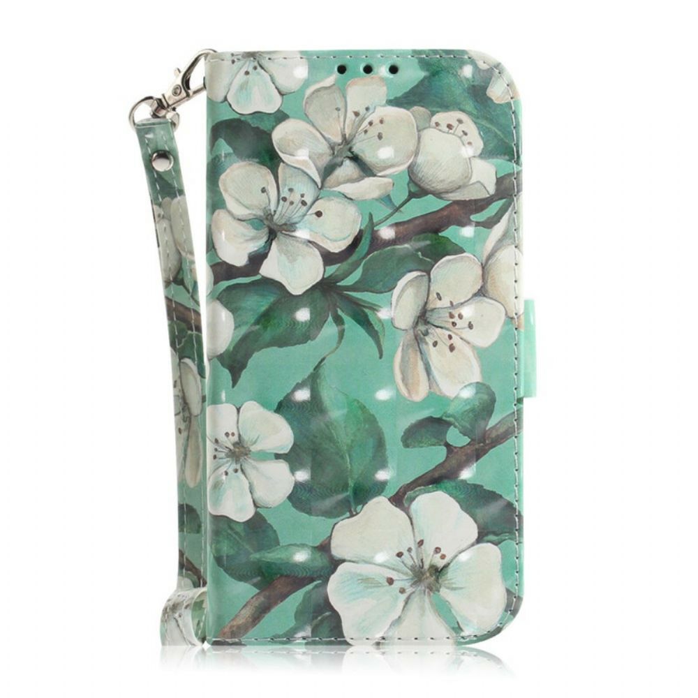 Lederhüllen Für Huawei P Smart 2024 Mit Kordel Tanga Blumenzweig