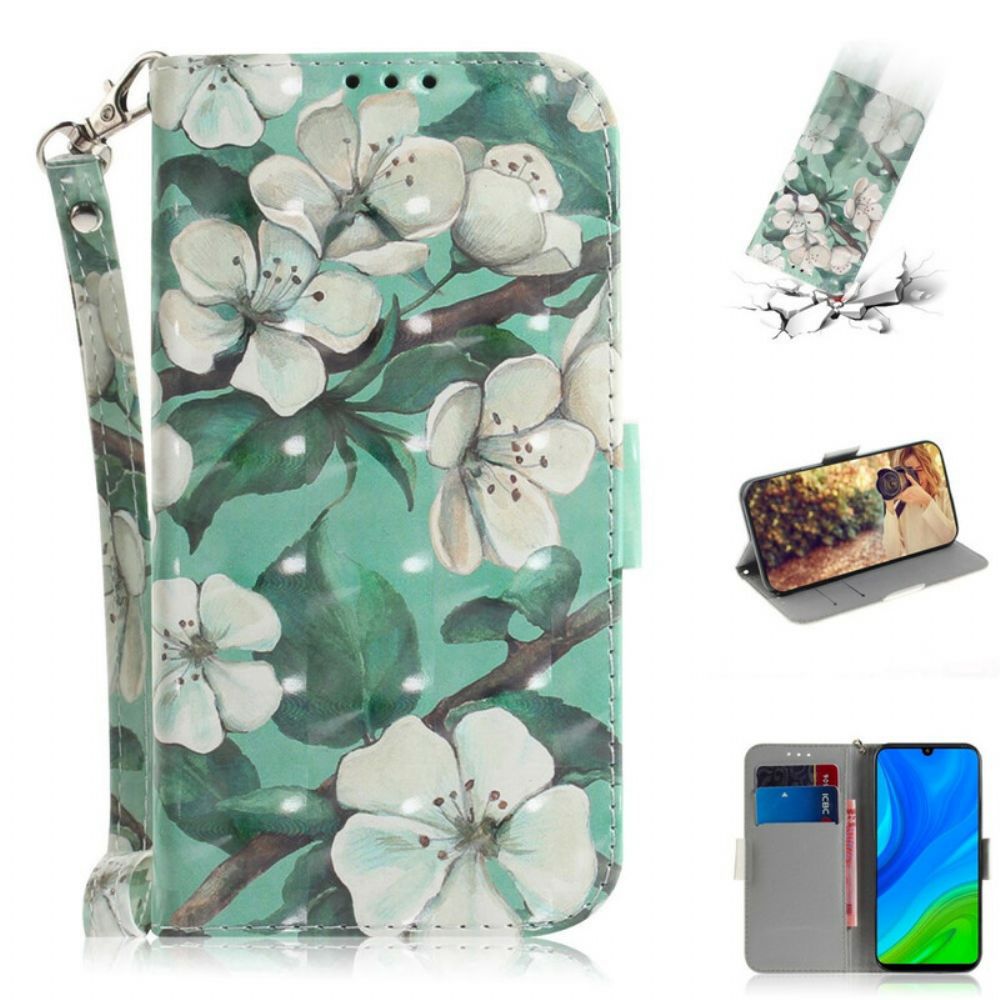 Lederhüllen Für Huawei P Smart 2024 Mit Kordel Tanga Blumenzweig