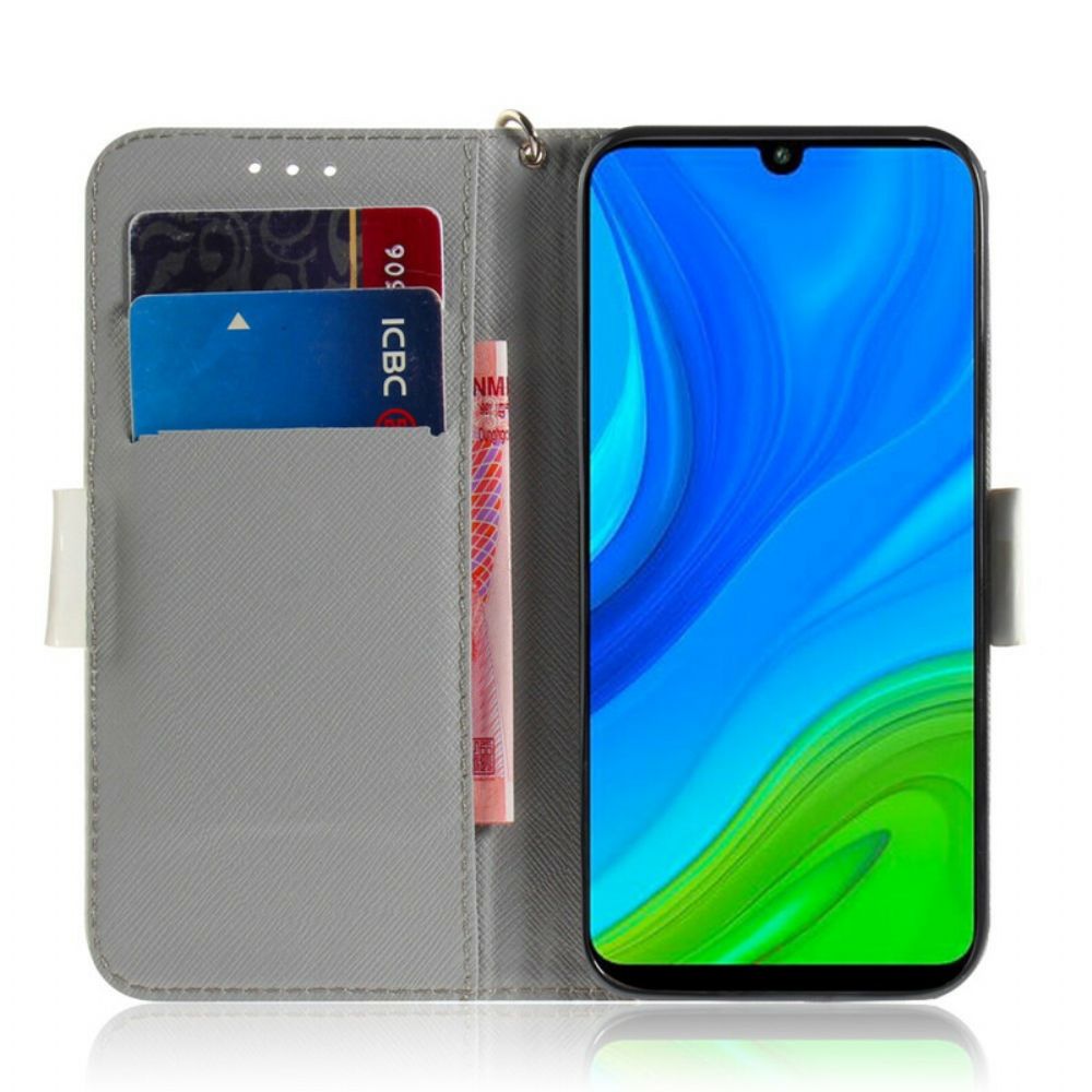 Lederhüllen Für Huawei P Smart 2024 Mit Kordel Tanga Blumenzweig