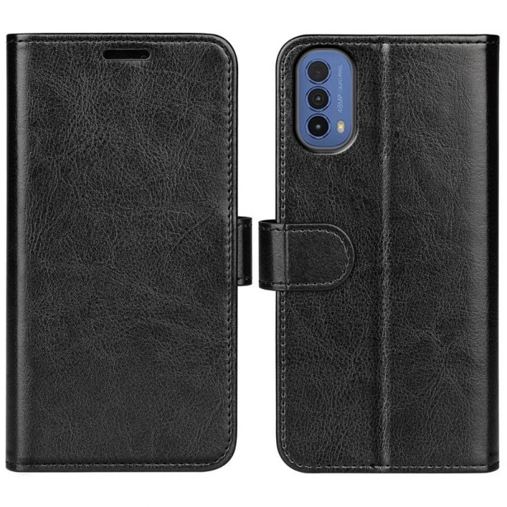 Flip Case Für Moto E40 / E30 / E20 Design Ledereffekt