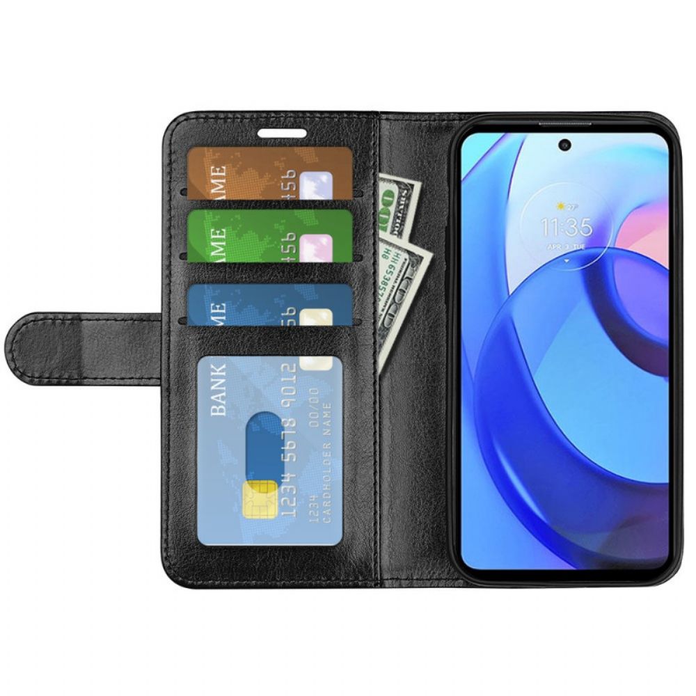 Flip Case Für Moto E40 / E30 / E20 Design Ledereffekt