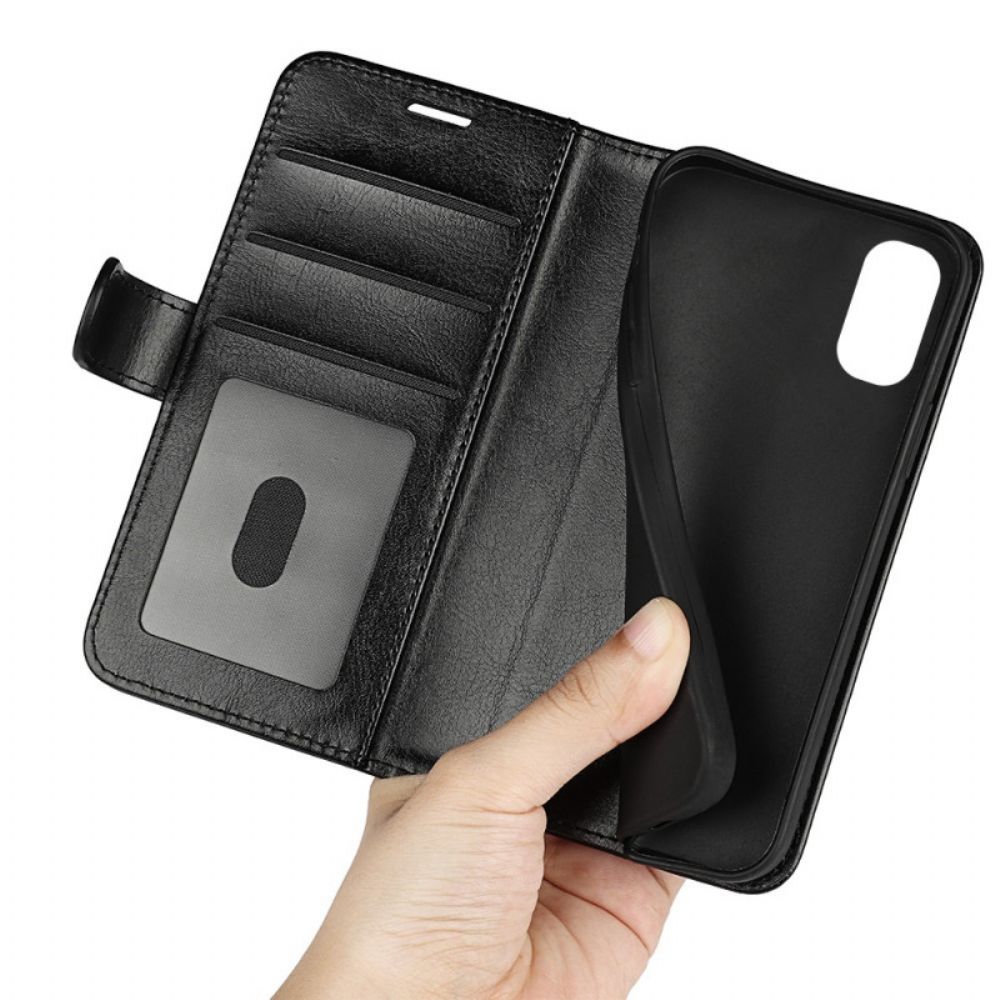 Flip Case Für Moto E40 / E30 / E20 Design Ledereffekt