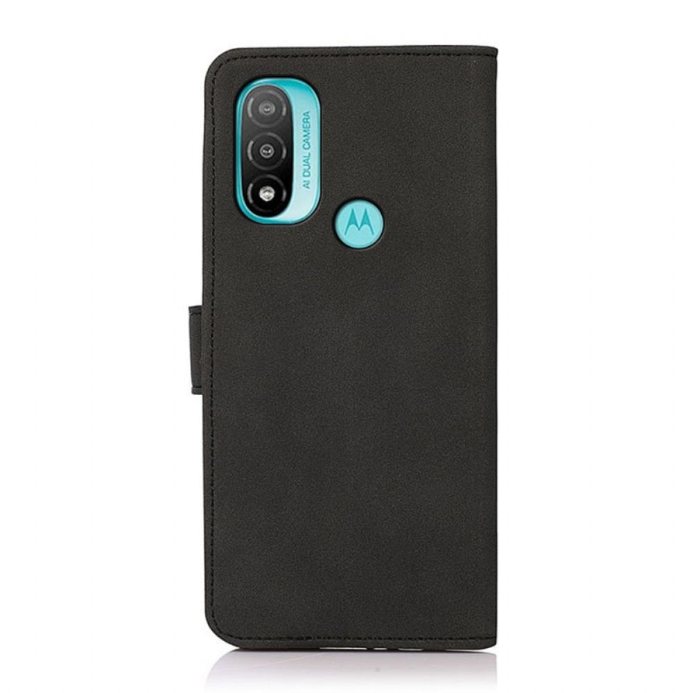 Flip Case Für Moto E40 / E30 / E20 Khazneh Modischer Ledereffekt