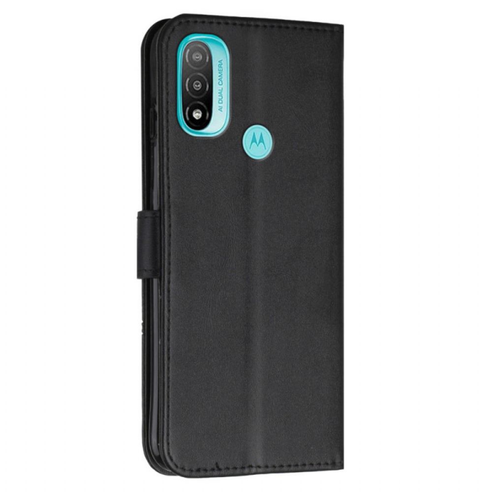 Flip Case Für Moto E40 / E30 / E20 Mit Kordel Geo Kunstlederband