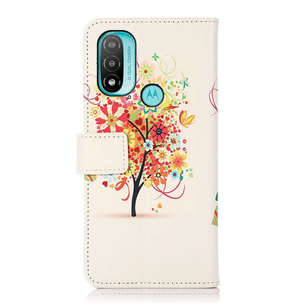 Lederhüllen Für Moto E40 / E30 / E20 Blühender Baum