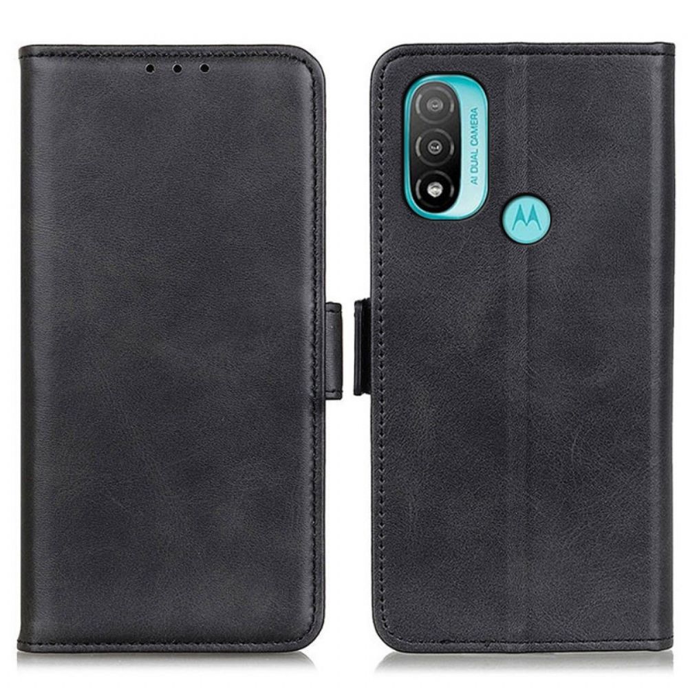 Lederhüllen Für Moto E40 / E30 / E20 Doppelverschluss
