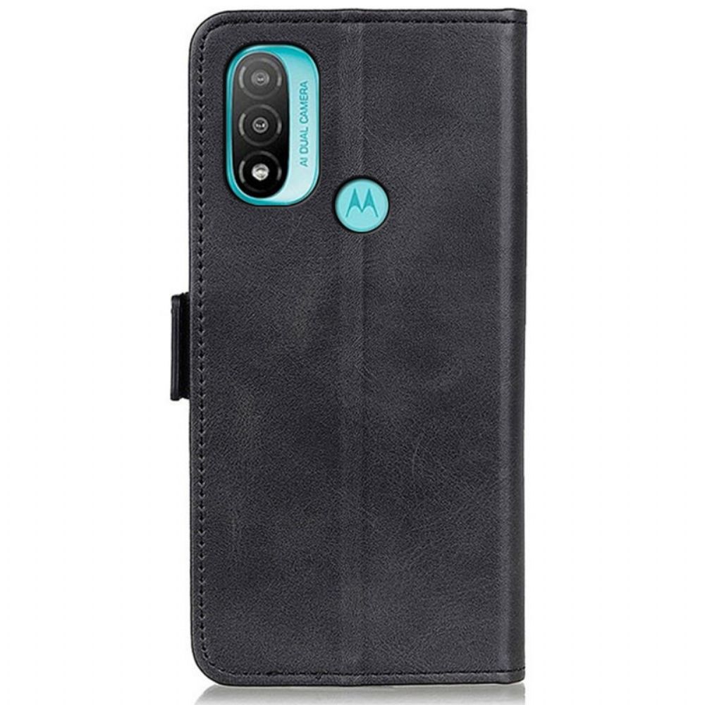 Lederhüllen Für Moto E40 / E30 / E20 Doppelverschluss