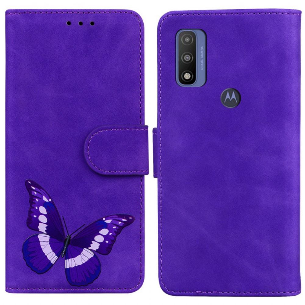 Lederhüllen Für Moto E40 / E30 / E20 Schmetterlingshaut-touch