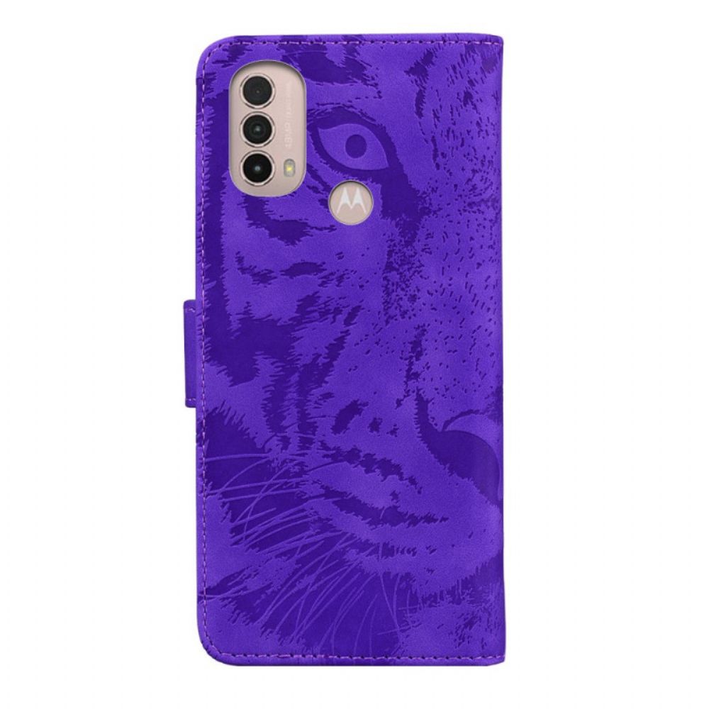 Lederhüllen Für Moto E40 / E30 / E20 Tigergesichtsdruck