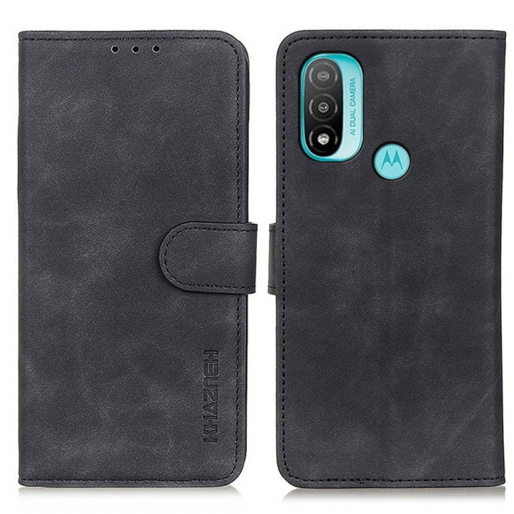 Lederhüllen Für Moto E40 / E30 / E20 Vintage Khazneh-ledereffekt