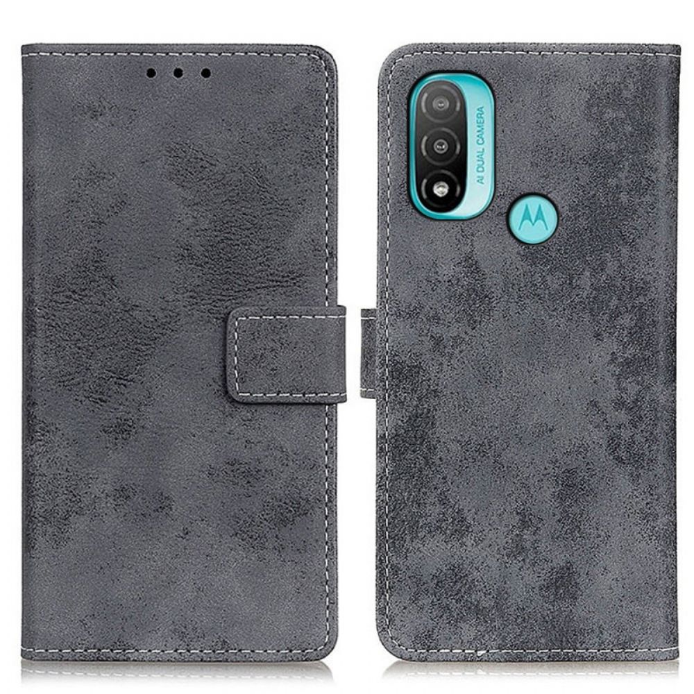 Lederhüllen Für Moto E40 / E30 / E20 Vintage-leder-effekt