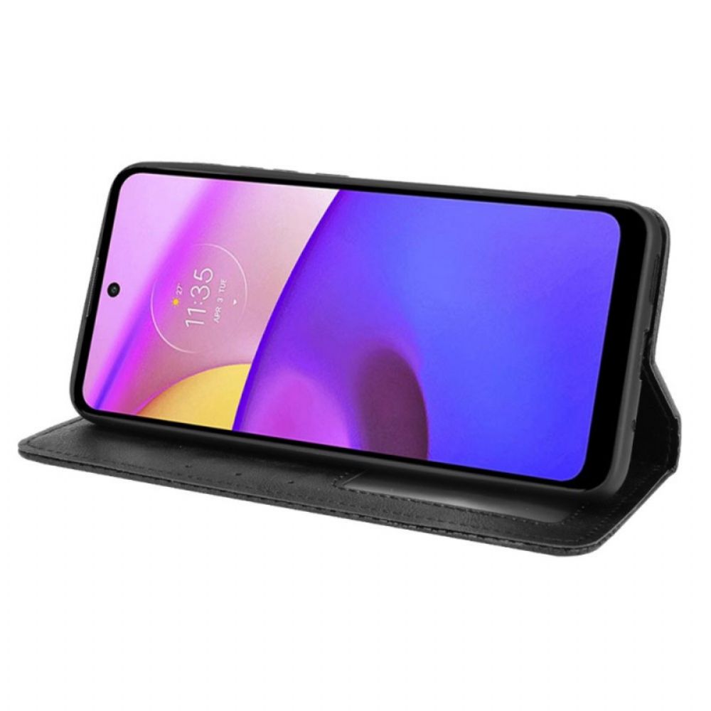 Schutzhülle Für Moto E40 / E30 / E20 Flip Case Stilisierter Vintage-ledereffekt