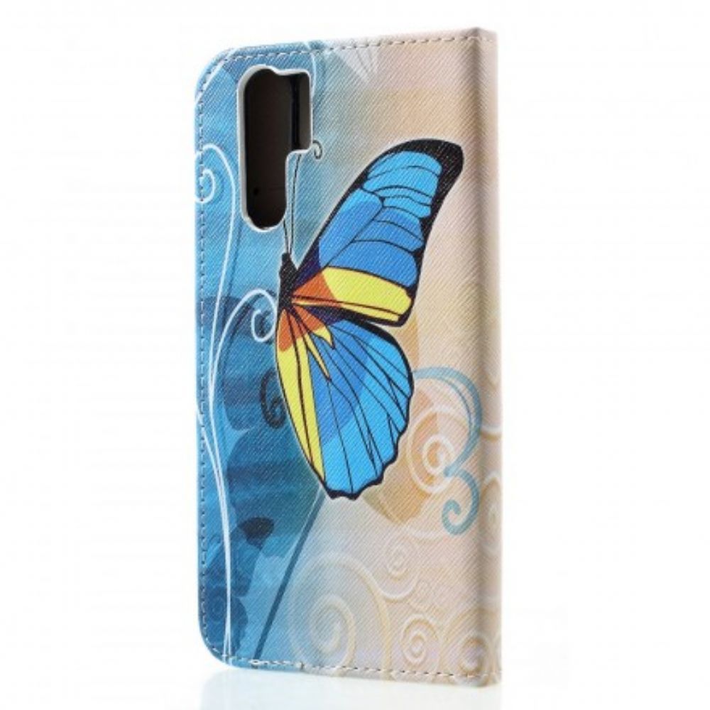Flip Case Für Huawei P30 Pro Schmetterlinge Und Blumen
