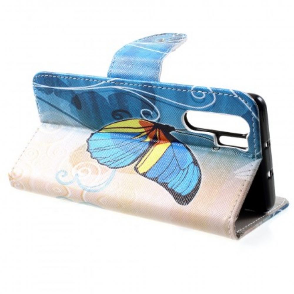 Flip Case Für Huawei P30 Pro Schmetterlinge Und Blumen