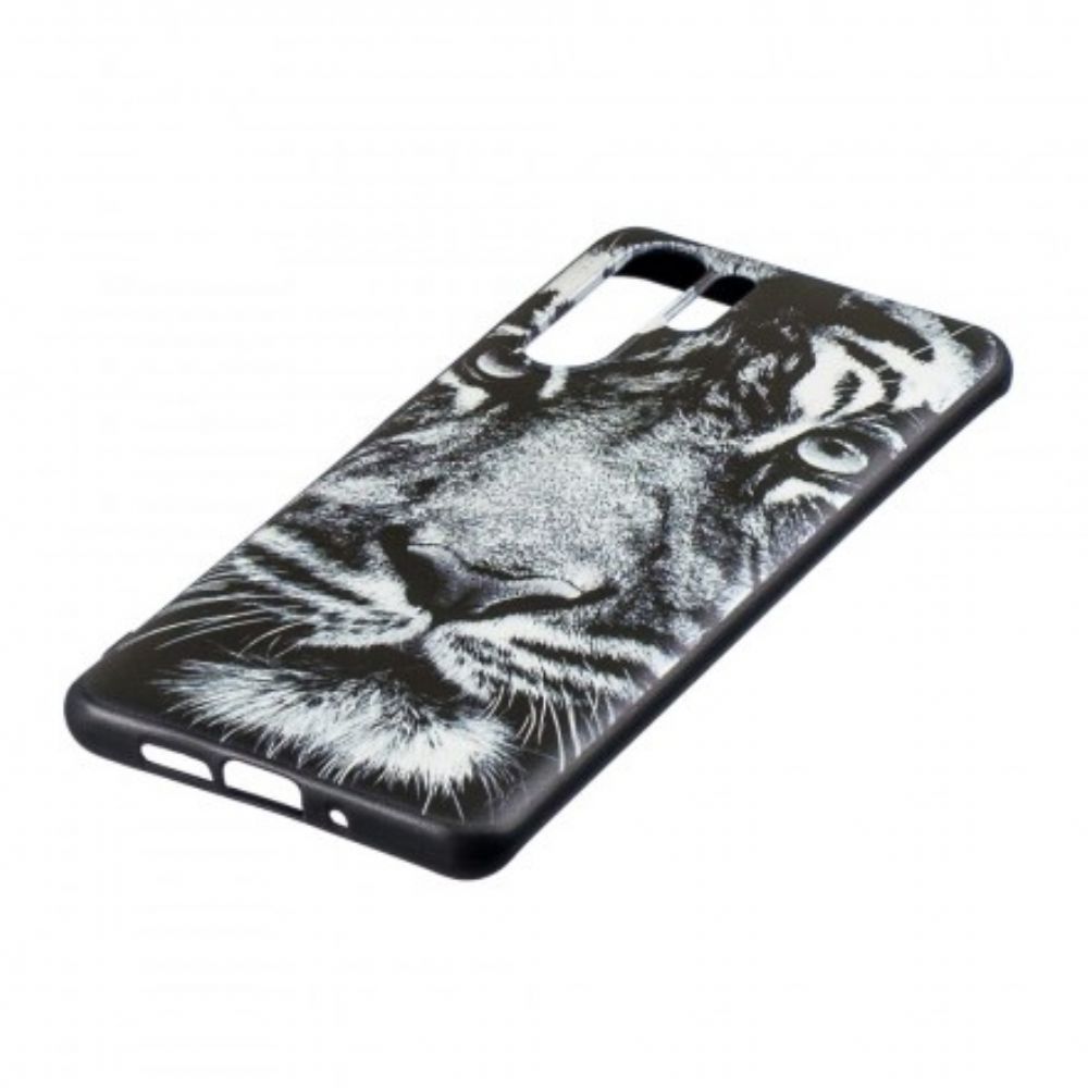 Hülle Für Huawei P30 Pro Schwarzer Und Weißer Tiger