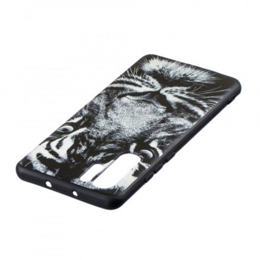Hülle Für Huawei P30 Pro Schwarzer Und Weißer Tiger