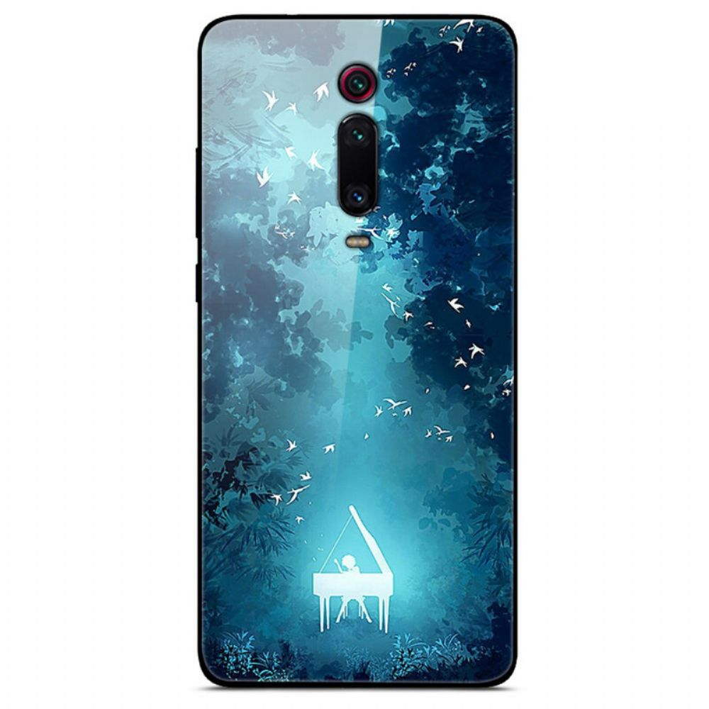 Handyhülle Für Xiaomi Mi 9T / Mi 9T Pro Klavier Aus Gehärtetem Glas In Der Nacht