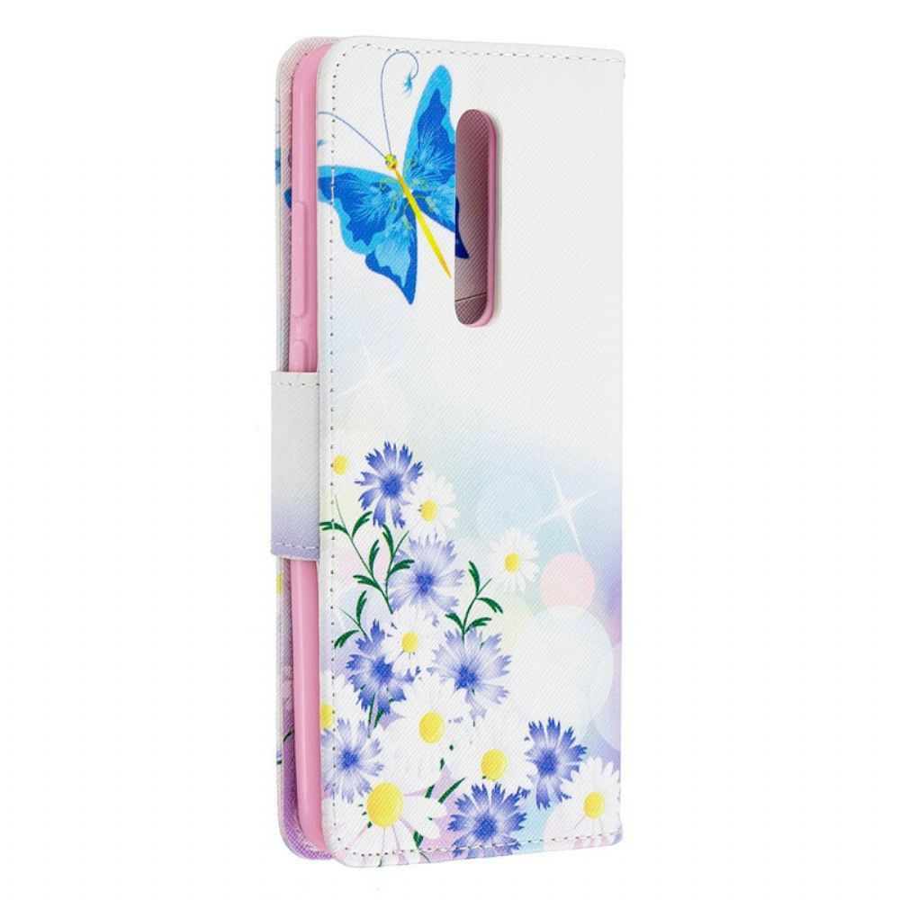 Lederhüllen Für Xiaomi Mi 9T / Mi 9T Pro Gemalte Schmetterlinge Und Blumen